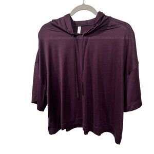 Athleta Womens Relaxed Hooded Pullover purple Lightweight Vapor hooded tee large